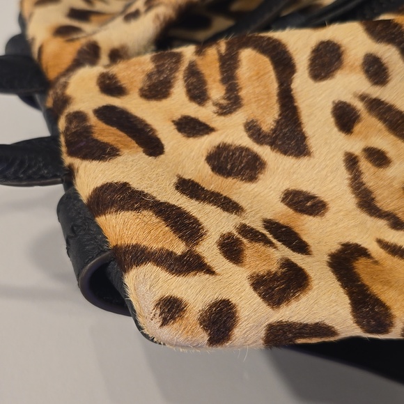 Aimee Kestenberg Calf Fur Black Animal leopard print backpack Leather Purse HOT - Picture 12 of 15
